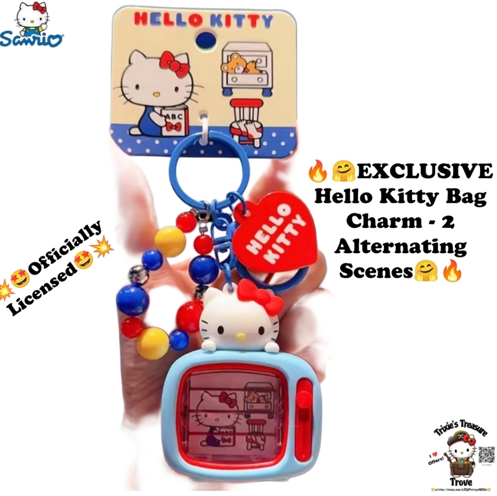 EXCLUSIVE - Hello Kitty Officially Licensed Bag Charm (2 Alternating TV Scenes)